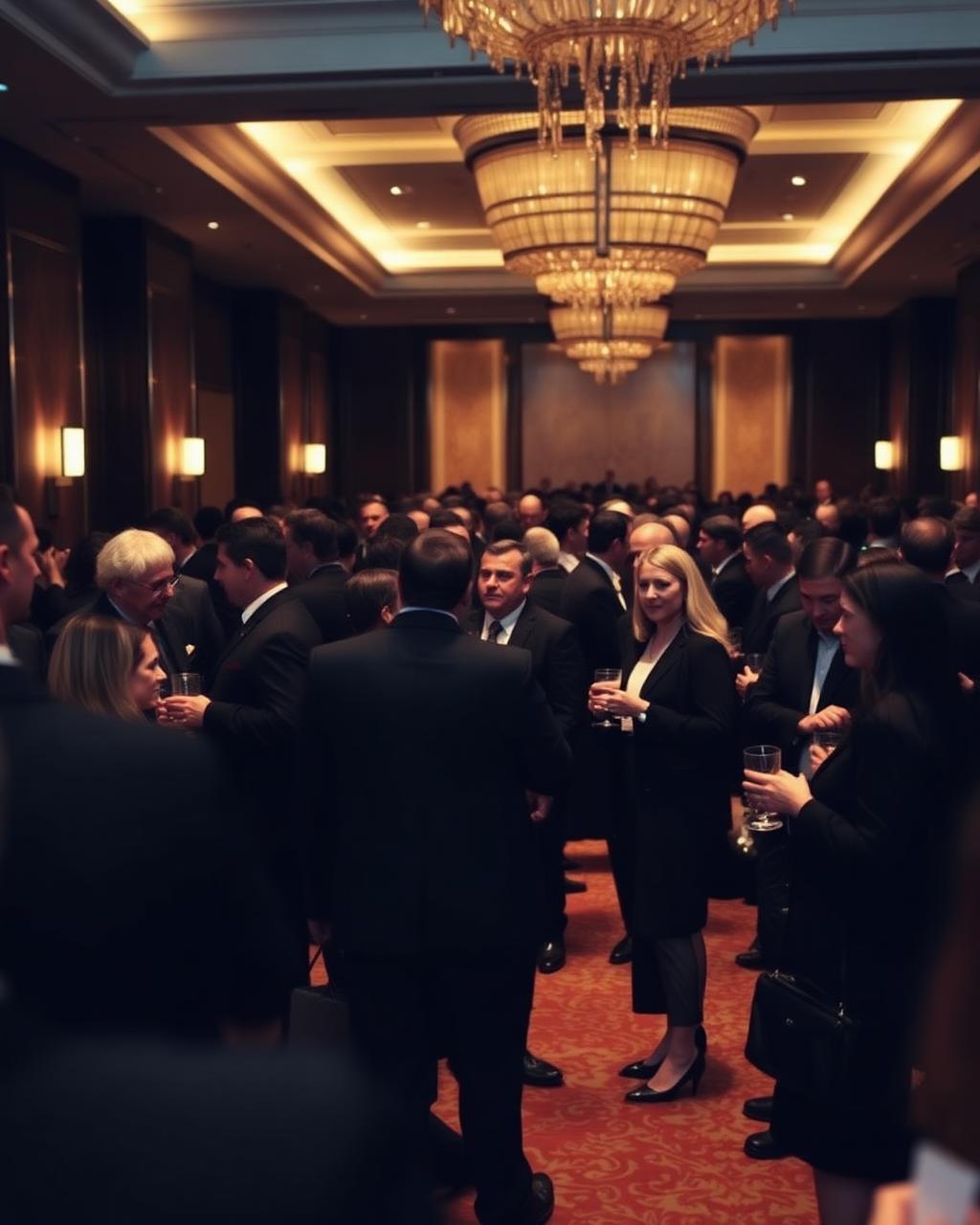 Traditional networking event in hotel ballroom